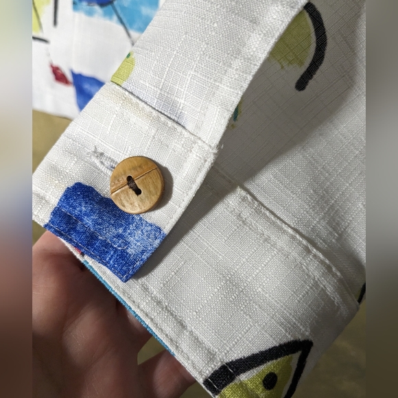 Vintage Alia Fruit and Fish Print Colourful Lightweight Jacket - Picture 7 of 9